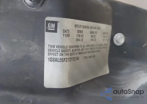 2007 Saturn Ion 3 z USA, uszkodzony, nr VIN 1G8AL55F27Z175744